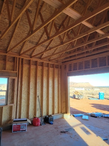 Exposed interior framing and structural beam